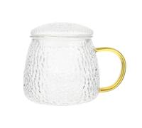 Healvian Heat-Resistant Glass Tea Cup with Infuser and Lid Ergonomic Handle for Office and Parties Stylish Modern Handheld Tea Drinking Cup and Espresso