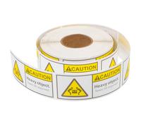 Healvian Heavy Object Caution Labels Roll 37x90mm 500 Adhesive Team Lift Shipping Stickers for Moving Boxes and Heavy Equipment Operator Safety