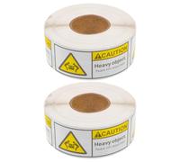 Healvian Heavy Package Warning Stickers 2 Rolls 1000pcs Caution Heavy Object Labels 37x90mm Adhesive Shipping Stickers for Moving Boxes Team Lift Handling