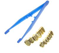 Healvian Hip Hop Fake Teeth Cap Gold Plated Punk Costume Accessory for Men Women Comfortable Stylish Party Snap Smile Veneers