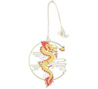 Healvian Hollow Bookmark Vintage Chinese Style Metal Bookmark with Dragon Phoenix Shape Pendant Page Marker Gift for Readers and Writers