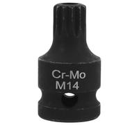 Healvian Impact Drive M14 Triple Square Spline Bit Socket Stubby Low Profile Spline Socket Tool for Brake Caliper Screw Removal Compatible Impact Drivers