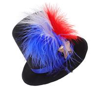 Healvian Independence Day Plume Hair Clip Adorable Hat Shaped Headwear for Festivals Parties Black Top Hat Hair Accessory for Celebrations Gatherings