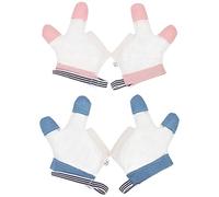 Healvian Infant Finger Protectors 2 Pairs Anti-bite Gloves for Newborns Stop Biting Thumb Sucking Soft Mesh Baby Mittens Adjustable Rope Wristband Random Color