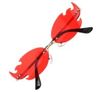 Healvian Irregular Rimless Fire Flame Sunglasses for Women and Men Lightweight Gold Frame Red Lens Novelty Party Glasses Comfortable Reusable Costume Eyewear for Halloween Xmas Birthday