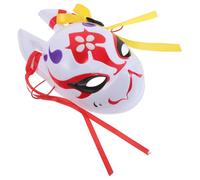 Healvian Japanese Fox Mask with Comfortable Plastic Material for Cosplay and Costume Parties, Traditional Japanese Style Animal Mask Full Face Design Conceals Identity for Halloween