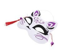 Healvian Japanese Style Half-face Fox Mask for Halloween Party Cosplay, Hand-painted Bell Detail, Adult Masquerade Prop, Costume Accessory for Women