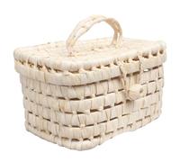 Healvian Khaki Straw Storage Basket for Shelves Comfortable to The Touch Organizing Small Items Large Capacity Basket for Pantry and Bedroom