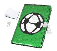 Healvian Kids Sequin Notebook with Lock And Key Sequin Football Journal Lockable Diary Notebook For Boys & Girls Private Diary Writing Journal And Creative Note Taking