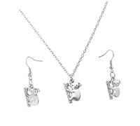 Healvian Koala Shape Alloy Necklace and Earring Set for Women Elegant Dangle Jewelry Accessory Trio Australian Style Parties Weddings and Daily Wear