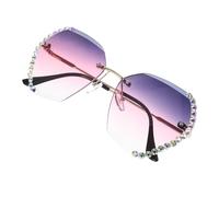 Healvian Ladies Frameless Sunglasses with Crystal Detailing, Polarised UV Protection Sun Glasses for Women, Lightweight and Stylish Accessory for Outdoor and Casual Wear