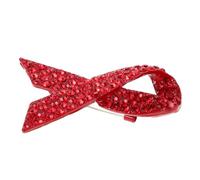 Healvian Lapel Pin Brooch for Breast Awareness Rhinestone Red Ribbon Jewelry for World Day Creative Alloy Awareness Brooch for Clothing and Support Events