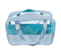 Healvian Large Capacity Makeup Travel Bag with Convenient Handle Multi-Compartment Portable Organizer Pouch for Women Stylish Patchwork Design Handheld Toiletry Bag for