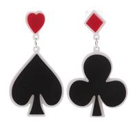 Healvian Large Exaggerated Poker Card Earrings Heart and Blossom Shaped Statement Earrings for Women Elegant Jewelry Dangle Party Wedding