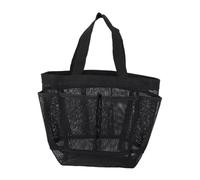 Healvian Large Multi-pocket Mesh Beach Tote Bag for Travel and Gym Black Net Mesh Duffle with Storage Pockets Portable Shower and Cosmetic Organizer for Swimmers and Campers