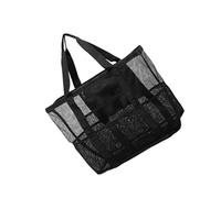 Healvian Large Multi Pocket Mesh Beach Tote Bag Portable Beach Storage Pouch for Travel and Toiletries for Swimmers and Campers Durable and Practical Design Black