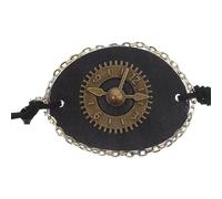 Healvian Leather Pirate Eye Patch Vintage Gear Clock Design with Adjustable Strap, Halloween Masquerade Cosplay Accessory for Adults, Single Pu Leather Eye Cover for Party and Costume Random Color
