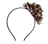Healvian Leopard Print Headband with Large Floral Accent Stylish Animal Theme Hairband for Women and Sweet Fashion Hair Accessory for Parties and Special Occasions