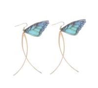 Healvian Lightweight Retro Long Dangle Earrings with Creative Wing Design Green Thin Butterfly Wings Ear Drops for Women Vintage Style Pearl Decorative Jewelry for Daily Wear and Parties