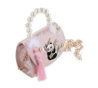 Healvian Little Girl Shoulder Bag Lightweight Crossbody with Pearl Embellishments and Panda Motif for Outdoors Travel Birthday Gift