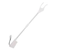 Healvian Long Handheld Grabber Tool with 28-inch Handle for Elderly and Pregnant Women, Ergonomic Single-Handed Operation, White Plastic and Stainless Steel Reacher Grabber for Bedrooms