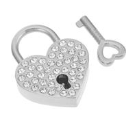 Healvian Love Wishing Lock Heart-Shaped Padlock, Silver Rustproof Couple Lock with Key for Romantic Events and Bag Hanging, 1Pcs
