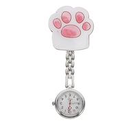 Healvian Lovely Cat Paw Pocket Watch with Clip-on Design, Stainless Steel Alloy Material, Easy to Carry Doctor Chest Watch for Nurses and Hospital Use