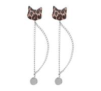 Healvian Magnetic Dress Pant Clips with Leopard Print Cat Head Design, Metal and Magnet Material, Reusable No-sew Pant Leg Fastener for Floor Length Jeans and Sleeves, for Social Occasions