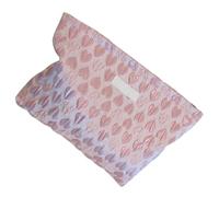 Healvian Makeup Bag Large Capacity Travel Cosmetic Pouch Pink Jacquard Fabric with Zipper Makeup Carry Bag for Women Airplane Travel Essentials