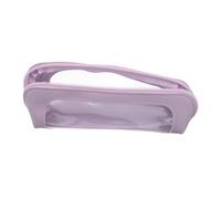 Healvian Makeup Brush Bag for Travel Pu Smooth Zipper Easy to Carry Purple Compact Cosmetic Organizer Pouch on The Go