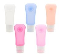 Healvian Makeup Pump Bottles Travel 89ml Silicone Refillable 5pcs with Screw Design, Lightweight Sub with Storage Random Color for Cosmetics Skincare and Cleaning Gel