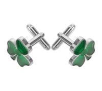 Healvian Men’S Shamrock Cufflinks and Tie Clip Set, Green Irish Three Leaf, Wedding and Business Suit Accessories for St Patrick’S Day and Formal Wear