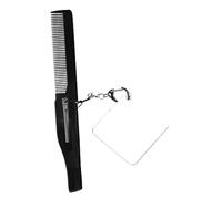 Healvian Men's Beard Grooming Kit Travel Folding Comb Keychain Portable Small Pocket Comb Fine Tooth Mirror