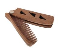 Healvian Men's Folding Beard Comb Engraved Wide Tooth Wooden Grooming Tool with PU Case Travel Friendly Comb for Effortless Grooming and Beard Shaping