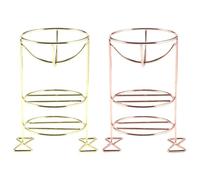 Healvian Metal Makeup Sponge Holder 2pcs Set, Cosmetic Powder Puff Storage Container Stand, Rose Gold and Gold Metal Three-layer Rack for Beauty Sponge Drying and Display