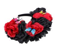 Healvian Mexican Floral Headband Faux Flowers for Day Dead Celebrations Comfortable Hair Hoop for Women and Girls Halloween Party Costumes