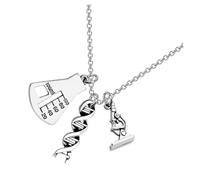 Healvian Microscope Neck Chain Creative Neck Pendant Alloy Clavicle Chain Science Teacher Jewelry Biology Chemistry Lab Accessory