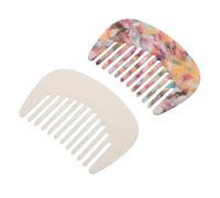 Healvian Mini Acetate Wide Tooth Combs Portable Anti-static Folding Travel Pocket Hair Combs 2pcs for Women for Detangling, Curly, Wavy Hair with Elegant French Minimalist Design