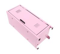 Healvian Mini Locker Makeup Organizer Case with Lock and Keys Metal Cosmetic Storage Cabinet for Decorative Desktop Vanity Box Secure Lipstick and Beauty Essentials Storage Pink Girly