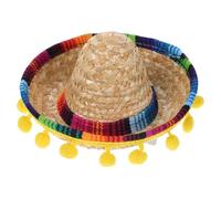 Healvian Mini Mexican Sombrero Hat for Pets Straw Hat with Adjustable Chin Strap Artisan Fiesta Party Sombrero Cap for Small Pets, Puppy, Cat Birthday