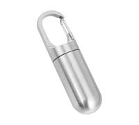 Healvian Mini Pill Box, Waterproof Stainless Steel Keyring Pill Holder, Pocket Pharmacy Case with Carabiner Clip for Travel and Purse
