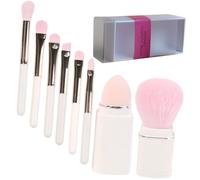 Healvian Mini Portable Makeup Brush Set with Long Handle for Daily Use Retractable Cosmetic Tools Kit with Sturdy Lightweight Design for Eyeshadow Blush and Face Application