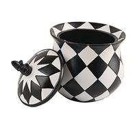 Healvian Minimalist Black and White Checkerboard Resin Jewelry Storage Box with Lid Smooth Surface Earring Organizer and Trinket Holder for Home Decor and Gift Use