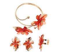 Healvian Minimalist Floral Jewelry Set for Women with Drip Oil Flower Earrings and Bracelet Vintage Style for Mom Friend Bride Vibrant Colors Birthday Spring Summer