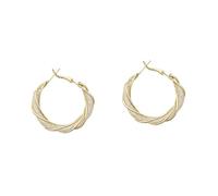Healvian Minimalist Hollow Copper Hoop Earrings for Women Lightweight Twisted Design Fashion Jewelry for Office Work Gift