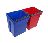Healvian Multipurpose Plastic Utility Buckets with Handles, Red and Blue Set, 2Pcs Cleaning Trolley Water Buckets for Household and Commercial Waste Disposal