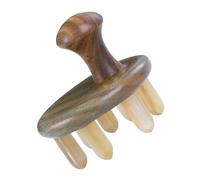 Healvian Natural Green Sandalwood Seven-star Round Tooth Horn Scalp Massager Brush for Scalp Care Manual Scrubber Promotes Hair Growth and Relieves Tension