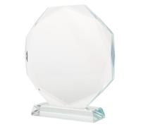 Healvian Octagon-shaped Crystal Glass Trophy with Elegantly Crafted Design, Personalised Recognition Award for Display and Commemorative Plaque Presentations, Preserving Meaningful Moments