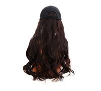 Healvian One Piece Hat Wig for Women Long Curly Fashionable Hairpiece with Natural Look for Halloween Parties Cosplay and Everyday Wear Black