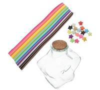 Healvian Origami Star Paper Strips Set 540 Colored Paper Stars in Glass Bottle for Birthday and Room Decor for DIY Folding and Arts Projects